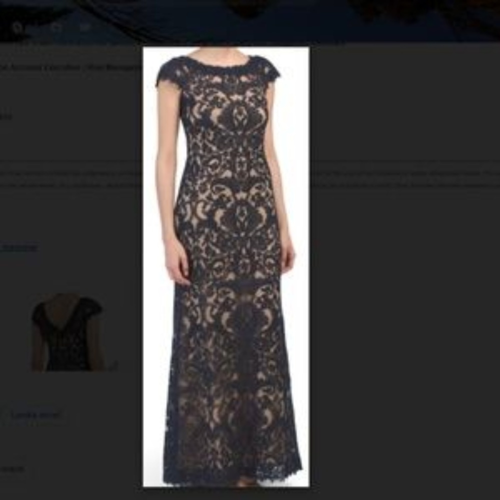 Tadashi Navy Lace Illusion Gown Size 8